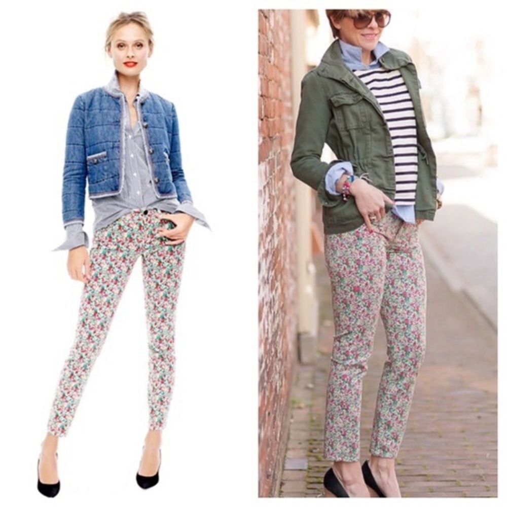 J.Crew Women’s Liberty Print Toothpick Jean size 27 Emma & Georgina Floral Ankle